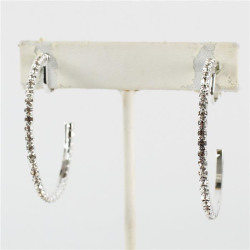 40 MM Clip On Rhinestones Hoop Earring