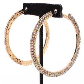 Rhinestones Two Lines Hoop Earring