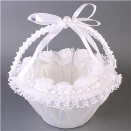 Sating Laces Pearl Flower Wedding Basket