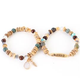 "Natural Stones Layereds "Blessed " Bracelet "