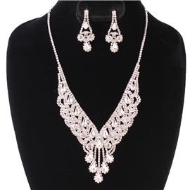 Rhinestones Teardrop Necklace Set