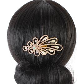 Rhinestones Pearl Flower Tear Hair-Comb