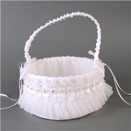 Laces Stones Bow Wedding Basket