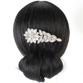 Crystal Rhinestoe Flower Hair-Comb