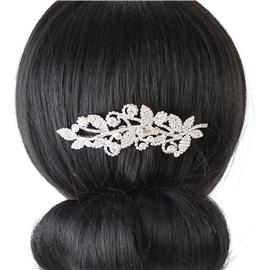 Rhinestones Leaves Hair-Comb