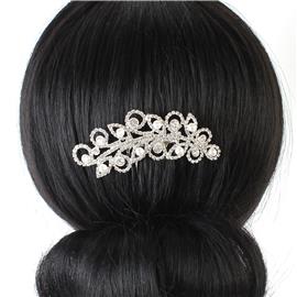 Rhinestones Pearl Swirl Leaves Hair-Comb