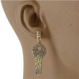 Stones Metal Key Earring