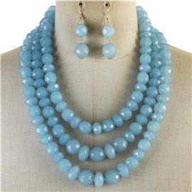 Fashion Three Layereds Beads Necklace Set