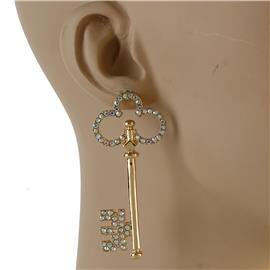 Rhinestones Clover Key Earring