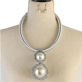 Fashion Cord Pearl Necklace Set