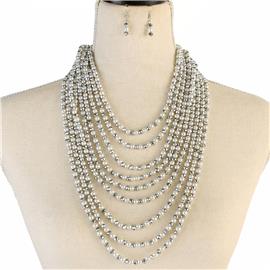 Pearl Beads Long Necklace Set