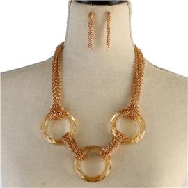 Fashion Metal Round Linked Necklace Set