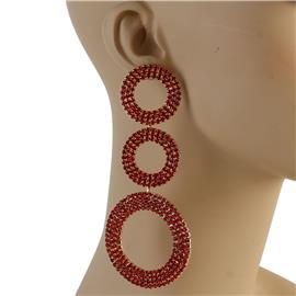 Rhinestones Long Round Earring