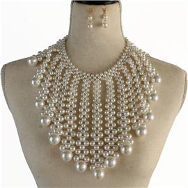 Pearl Bib Necklace Set