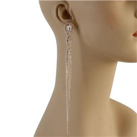 Rhinestone Fringed Long Earring