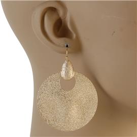 Glittered Metal Round Dagnling Earring