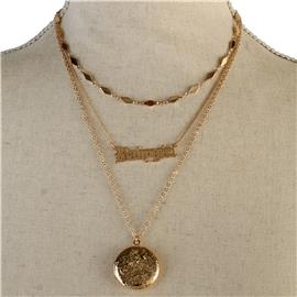 Metal Multi Chain Round Necklace