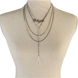 Metal Long Drop Necklace