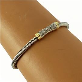 Rhodium CZ Bar Bangle Bracelet