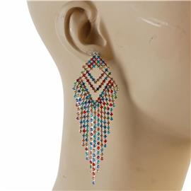 Rhinestones Square Fringed Earring