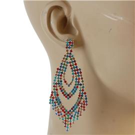 Rhinestones Oval Fringed Earring