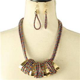 Fashion Cord Metal Necklace Set