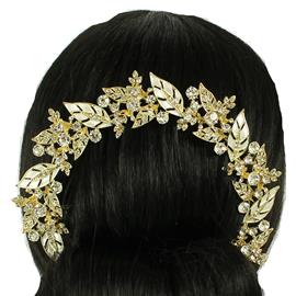 Crystal Leaf Round Hair Comb