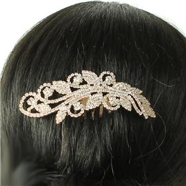 Rhinestones Leaves Hair Comb