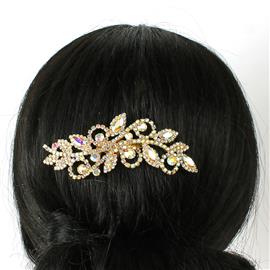 Rhinestones Leaves Round Hair Comb