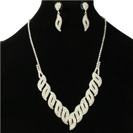 Rhinestones Leaves Necklace Set