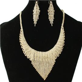 Rhinestones Fringeds Necklace Set