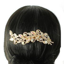 Rhinestones Round Leaf Hair Comb