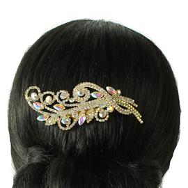 Rhinestones Swirl Round Hair Comb