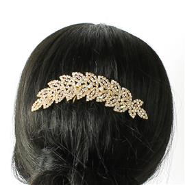 Rhinestones Leaf Hair Comb