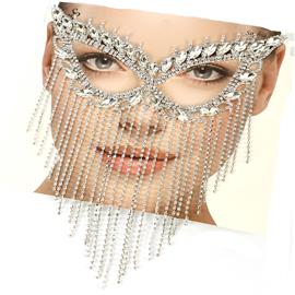 Rhinestones Fringeds Leaves Mask