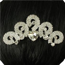 Rhinestones Swirl Heart Hair Comb