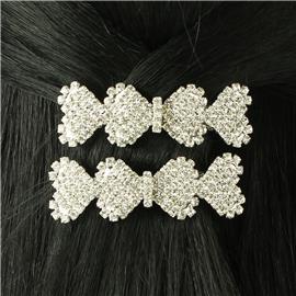 Rhinestones Heart Double Hair Clip