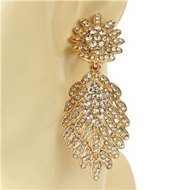 Metal Crystal Long Clip-On Earring