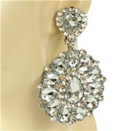 Crystal Tear Chandelier Clip-On Earring