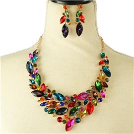 Crystal Leaves Necklace Set