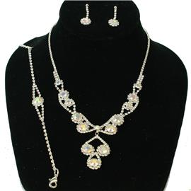 Rhinestones Round 3 Pcs Necklace Set