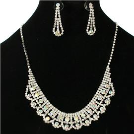 Rhinestones Swirl Necklace Set