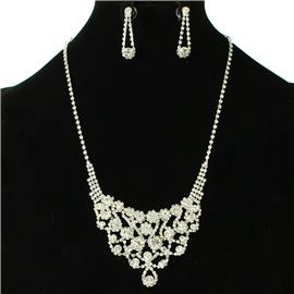 Rhinestones Casting Flower Necklace Set