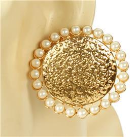 Metal Pearl Round Clip-On Earring