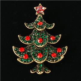 Crystal Chritmas Tree Brooch