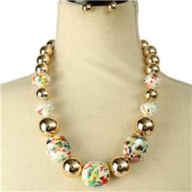 Fashion Glass Painted Necklace Set