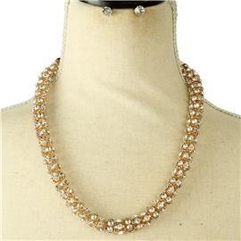 Rhinestones Tube Necklace Set