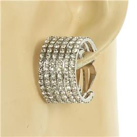 Crystal Metal Hoop Clip-On Earring