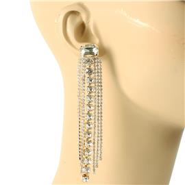 Rhinestones Long Rectangle Earring