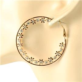 Rhinestones Flower Hoop Earring